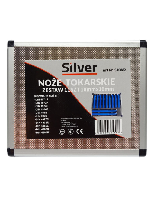 NOŻE TOKARSKIE 10x10mm W WALIZCE 11szt. SILVER