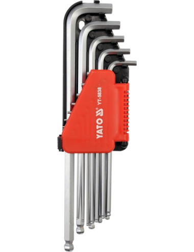 YATO KLUCZE IMBUSOWE FAJKOWE 12szt. KULA CALOWE EXTRA DŁUGIE YT-5838