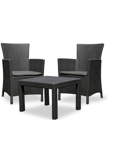 KETER MEBLE OGRODOWE ZESTAW ROSARIO GRAFIT 2 FOTELE+STOLIK