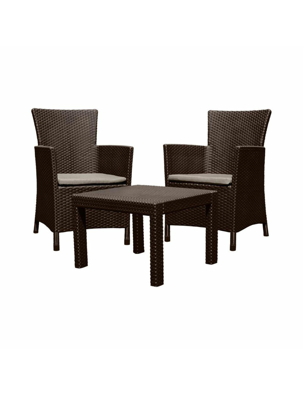 KETER MEBLE OGRODOWE ZESTAW ROSARIO BRĄZ 2 FOTELE+STOLIK