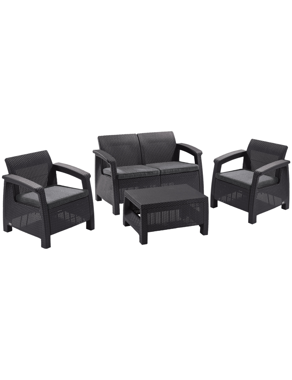 KETER ZESTAW MEBLI OGRODOWYCH CORFU SET 3+1 ANTRACYT GRAFIT