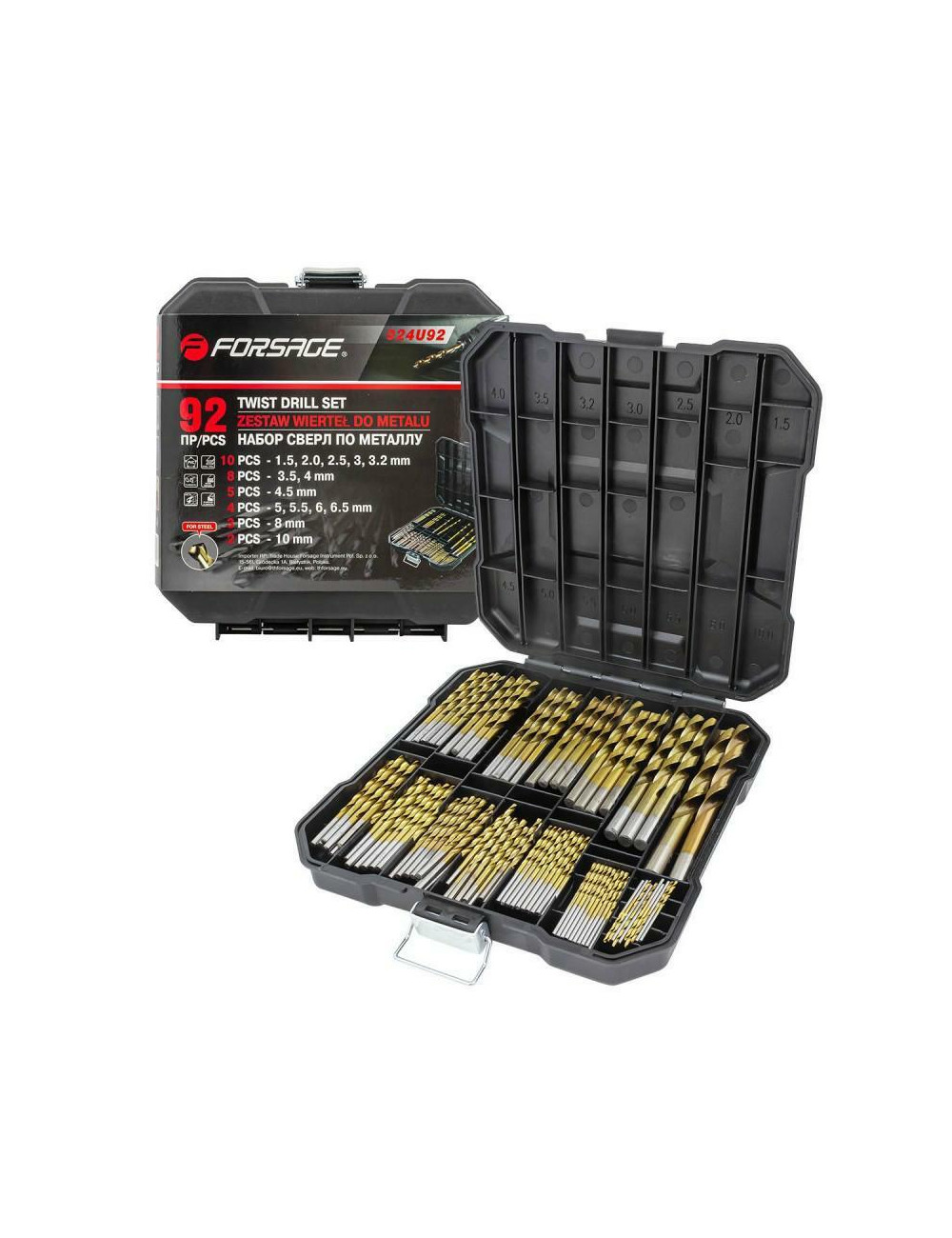 FORSAGE WIERTŁA METAL TYTAN KOMPLET 92el.