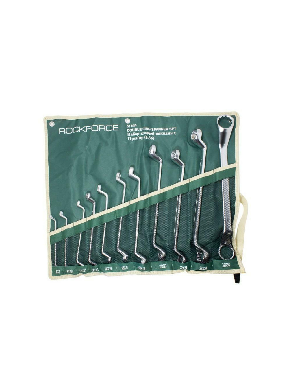 ROCKFORCE KLUCZ OCZKOWY ODGIĘTY KOMPLET 11el. 6 - 36mm