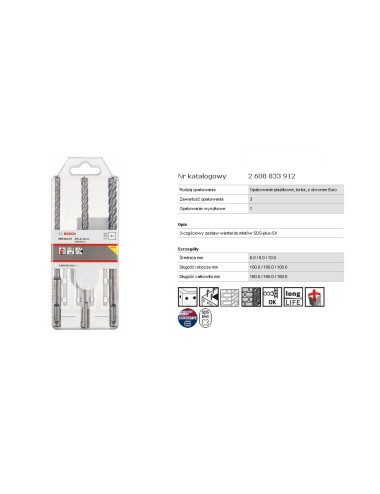 BOSCH WIERTŁO SDS PLUS-5X KOMPLET 3szt. 6 8 10x160mm