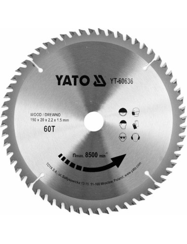 YATO PIŁA TARCZA WIDIOWA 190*60*20 YT-60636