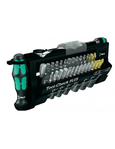 WERA TOOL-CHECK PLUS ZESTAW NASADEK + BITY + GRZECHOTKA  + UCHWYT RAPIDATOR + RĘKOJEŚĆ 28 elem. 1/4"