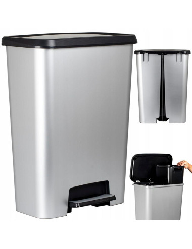 CURVER KOSZ NA ŚMIECI Z PEDAŁEM 23+23L IML METALIZOWANY