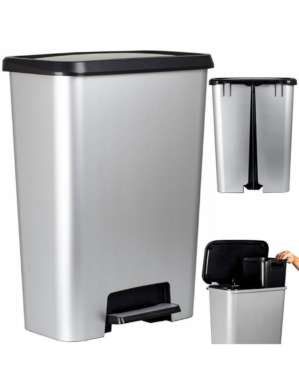 CURVER KOSZ NA ŚMIECI Z PEDAŁEM 23+23L IML METALIZOWANY