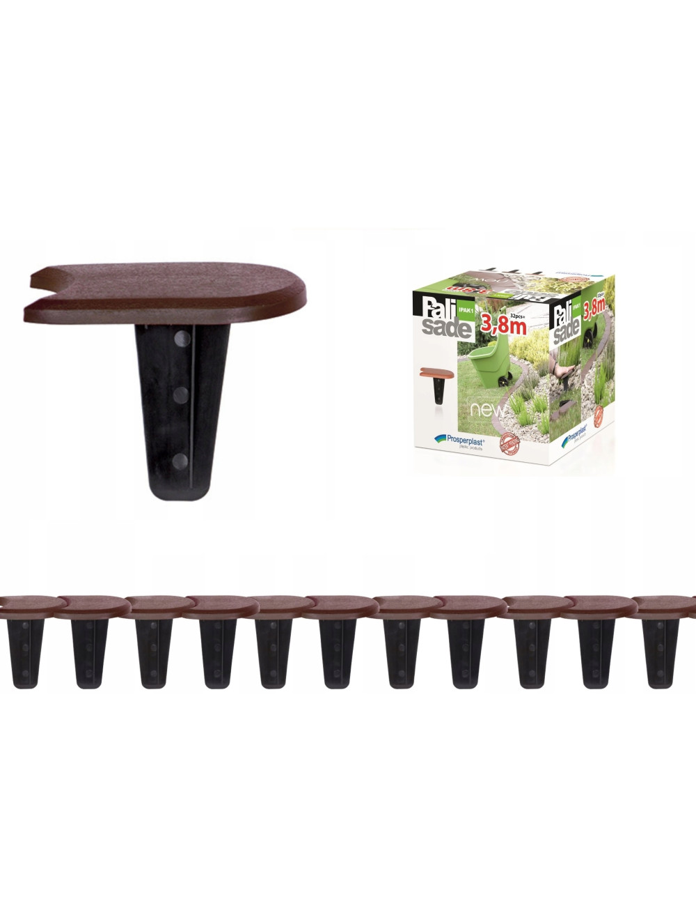 PROSPERPLAST PALISADA OGRODOWA PŁASKA 1 BRĄZ 3,8m