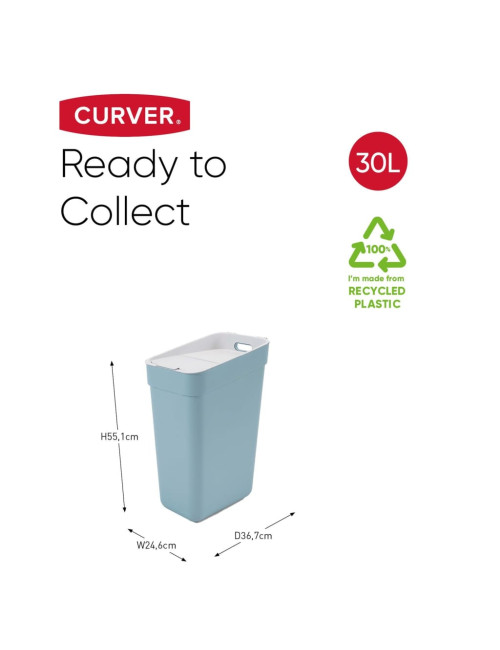 CURVER KOSZ DO SEGREGACJI ŚMIECI 30L SZAROBŁĘKITNY JASNY SZARY