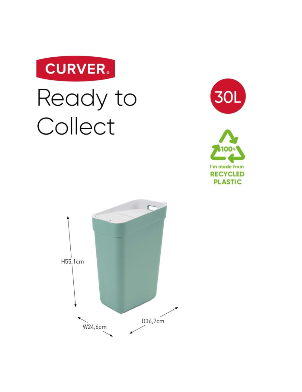 CURVER KOSZ DO SEGREGACJI ŚMIECI 30L ZIELONY JASNY SZARY
