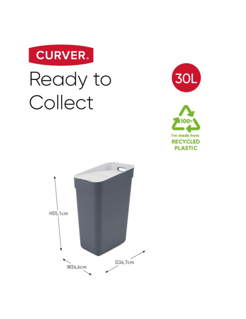 CURVER KOSZ DO SEGREGACJI ŚMIECI 30L CIEMNY SZARY JASNY SZARY