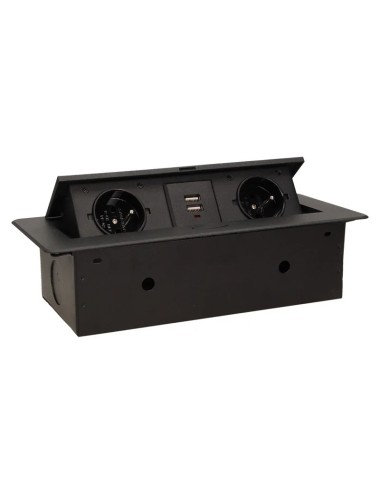 ORNO GNIAZDO WPUSZCZONE W BLAT Z ŁADOWARKĄ USB GRAFIT 2x2P+Z, 2xUSB