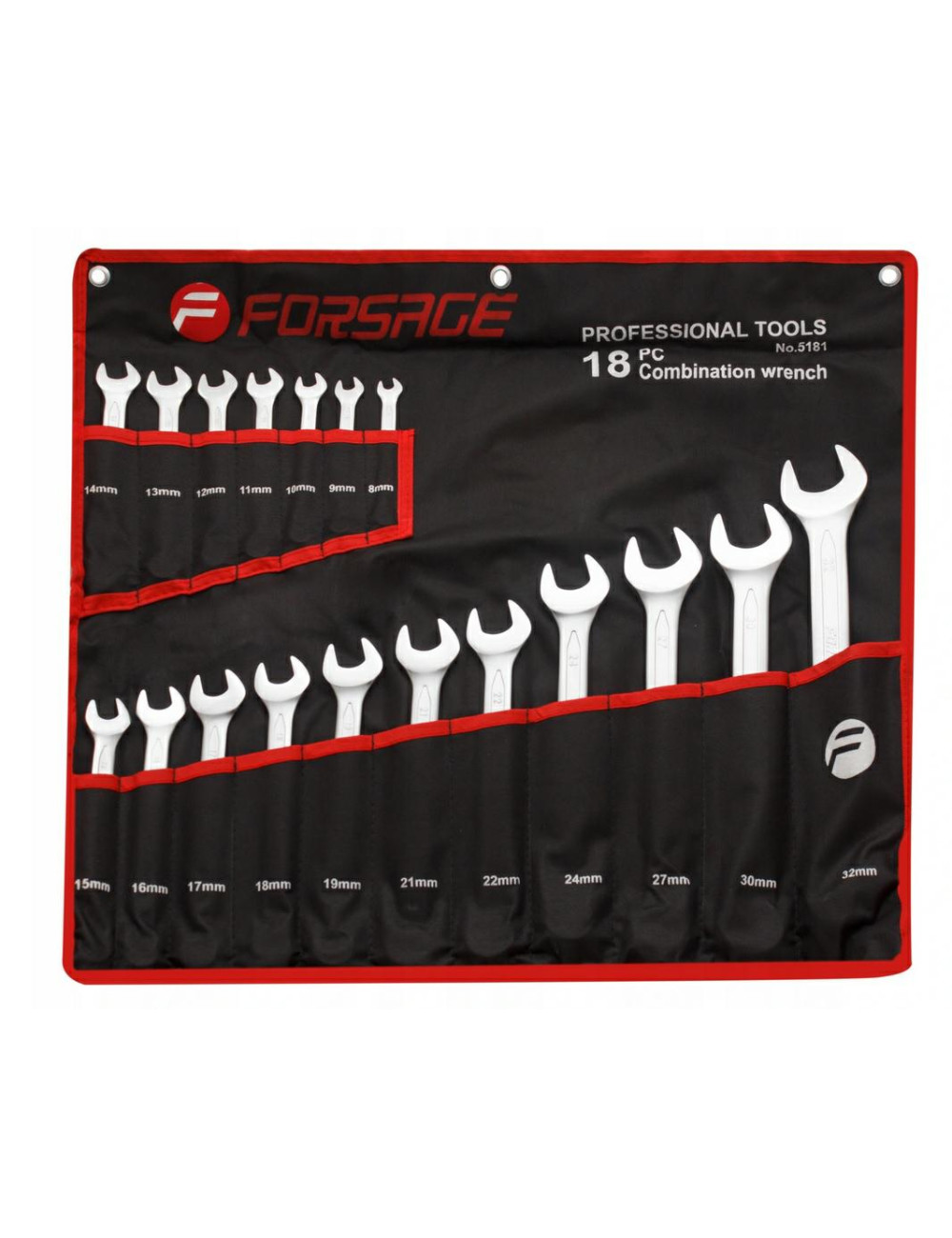 FORSAGE KLUCZ PŁASKO-OCZKOWY KOMPLET 18el. (8-32mm)