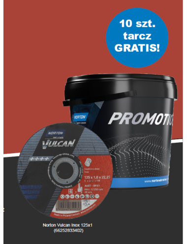 NORTON ZESTAW TARCZ VULCAN 125mm x 1mm INOX 100szt. WIADERKO+10szt. GRATIS