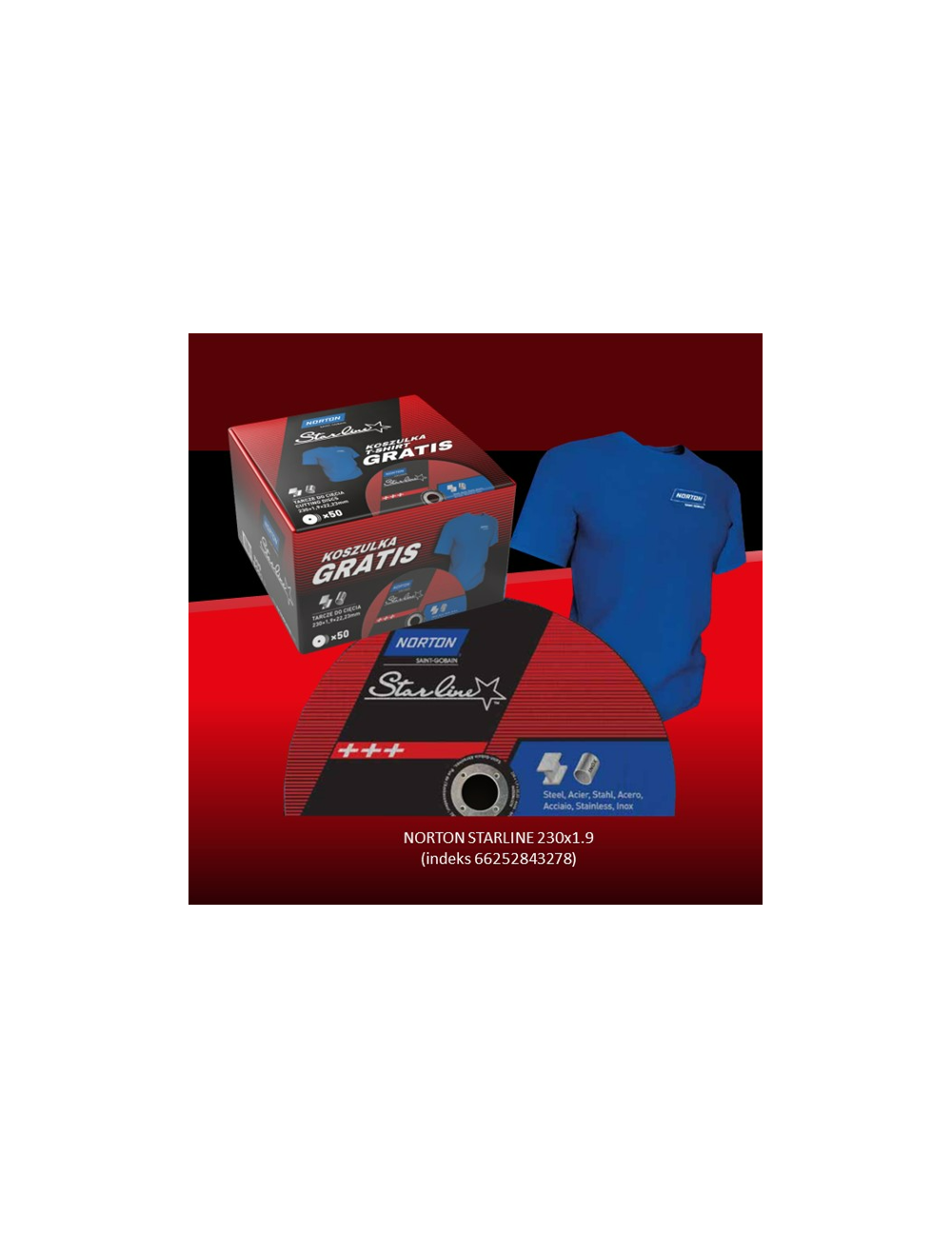 NORTON TARCZA.STARLINE 230mmx1,9mm 50 szt. + KOSZULKA