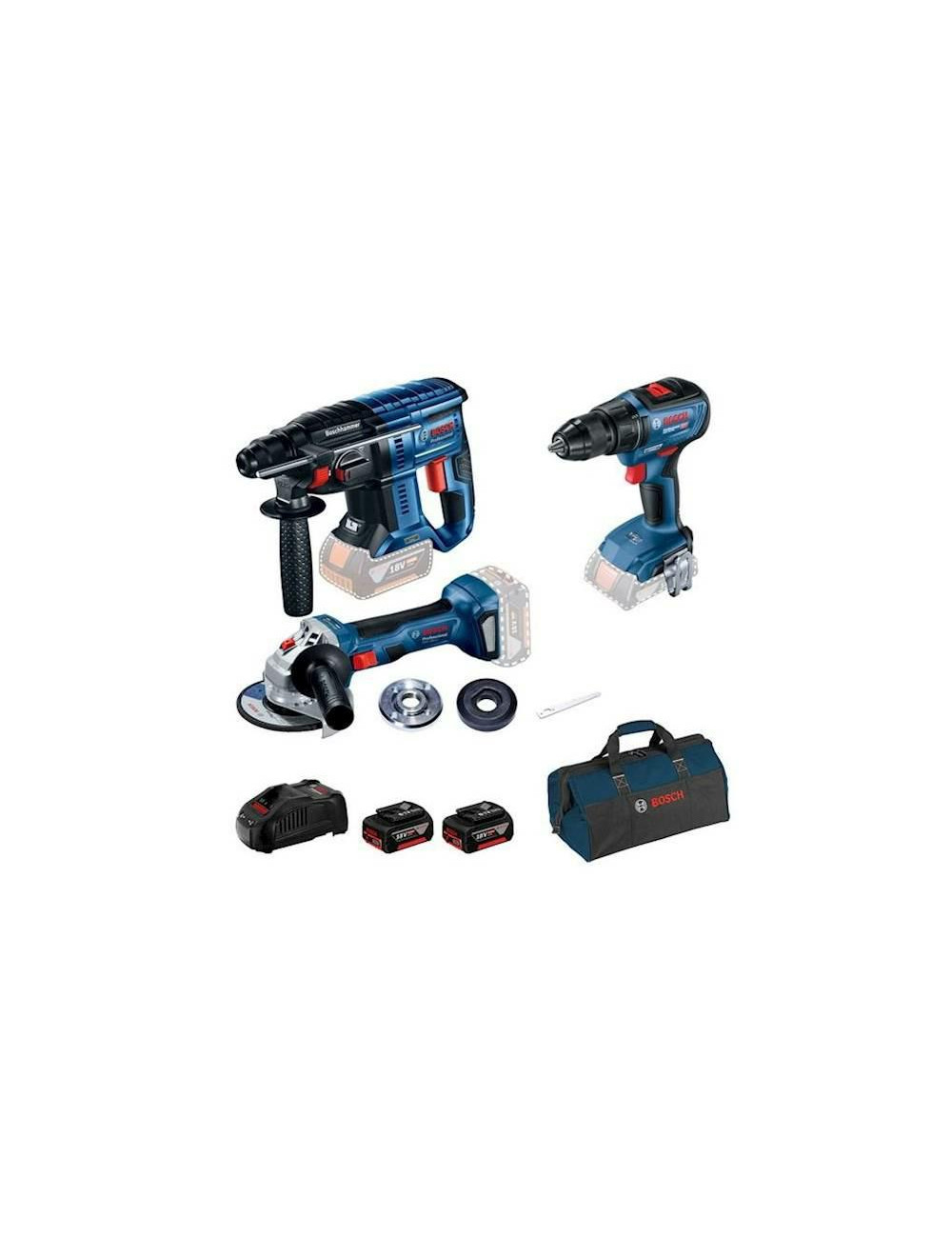 BOSCH ZESTAW 18V GBH180 + GWS180 + GSR18V-50 2x5,0Ah +TORBA + LBOXX 238
