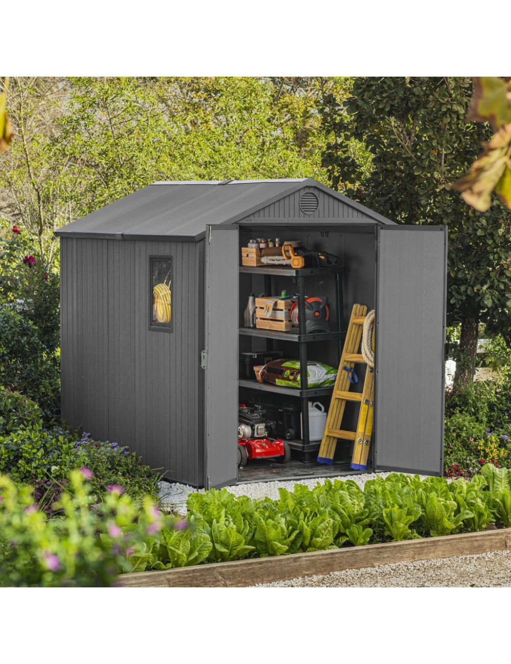 KETER DOMEK NARZĘDZIOWY OGRODOWY DARWIN SZARY 190 x 244 x 221cm