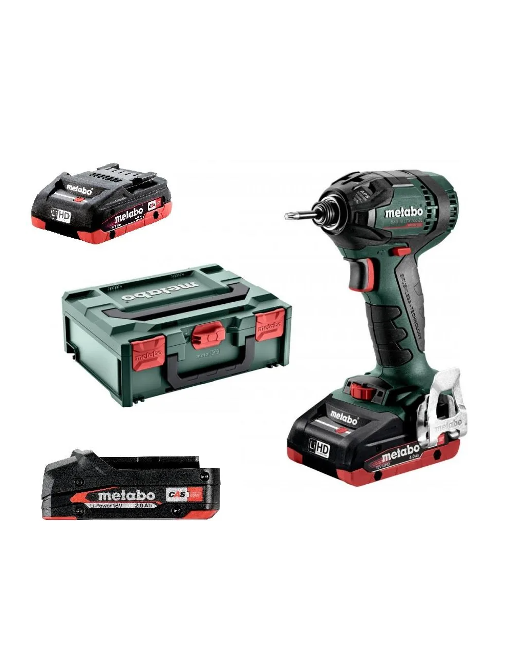 METABO ZAKRĘTARKA UDAROWA SSD 18 LTX 200 BL 200Nm 2x4,0Ah LiHD METABOX + AKUM 2,0Ah