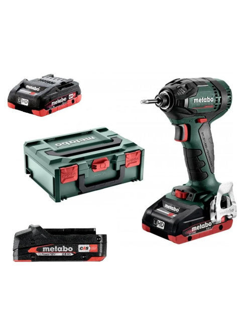 METABO ZAKRĘTARKA UDAROWA SSD 18 LTX 200 BL 200Nm 2x4,0Ah LiHD METABOX + AKUM 2,0Ah