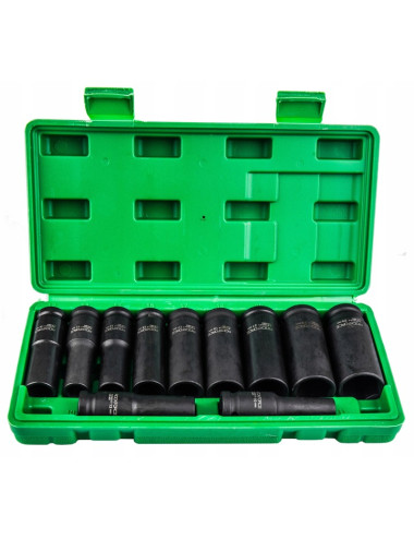 ROCKFORCE NASADKI UDAROWE DŁUGIE 11szt.1/2" 10-24mm WALIZKA