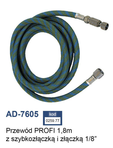 ADLER PRZEWÓD PROFI 1,8m Z SZYBKOZŁĄCZKĄ AD-7605
