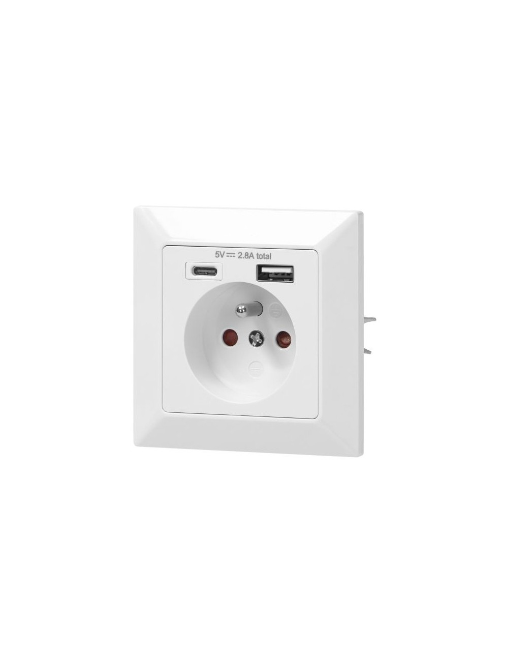 ORNO GNIAZDO POJEDYNCZE 2P+Z, USB-A + USB-C