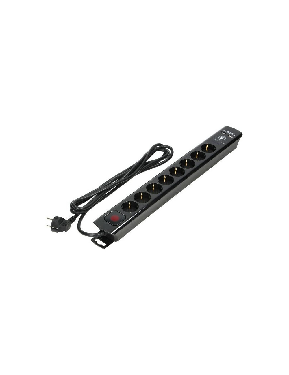 ORNO LISTWA PRZECIWP.8x2P + Z , DŁUGOŚĆ 3M 2xUSB,CZARNA