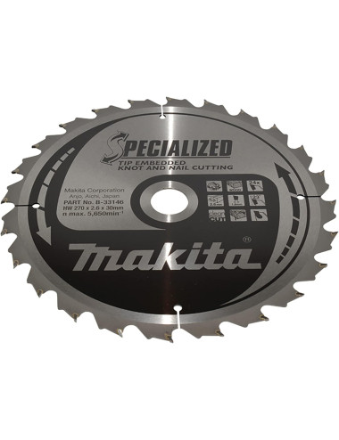 MAKITA PIŁA TARCZOWA  270x30x24z SPECJALIZED DREWNO (Z GWOŹDZIAMI I SĘKAMI)