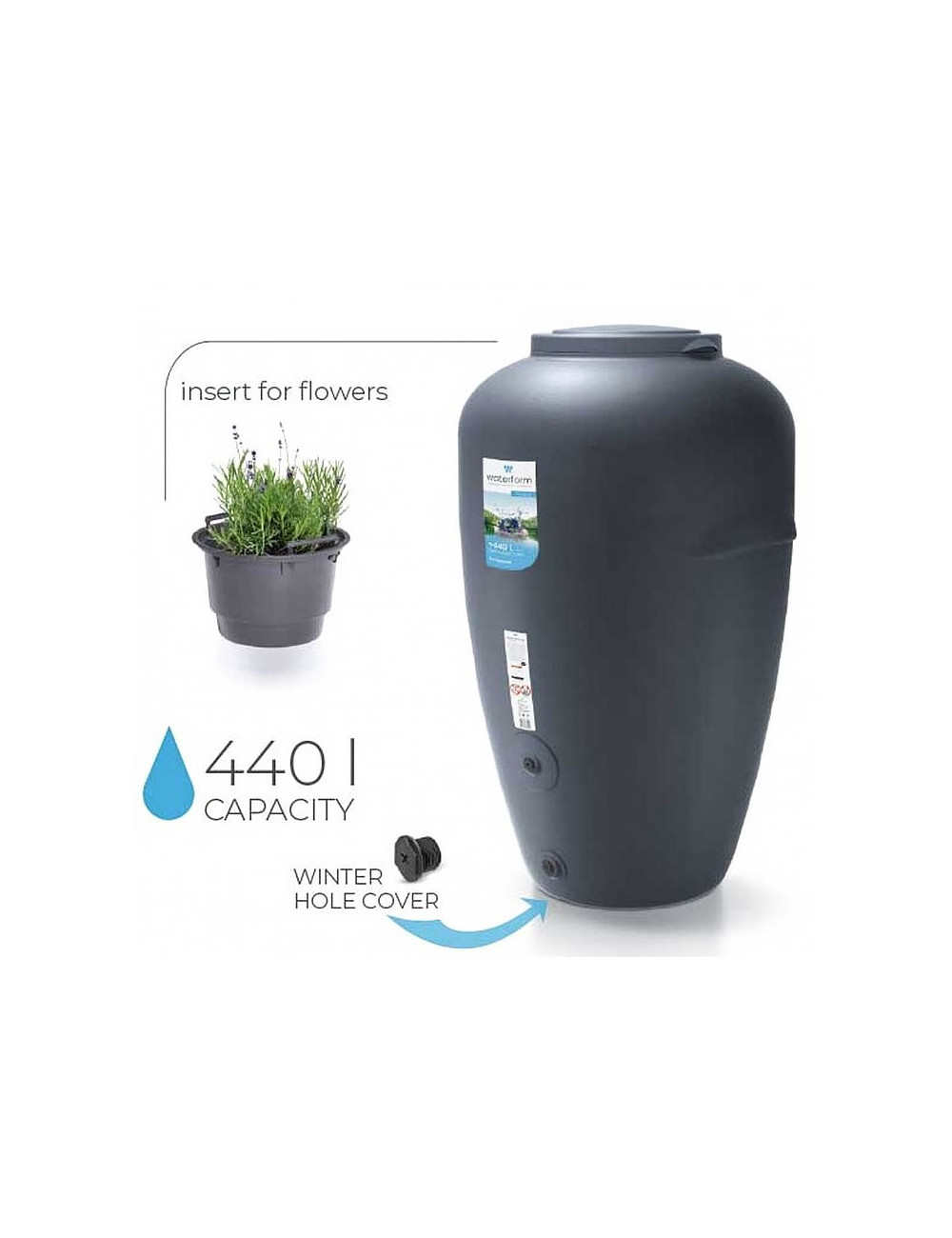 PROSPERPLAST POJEMNIK NA DESZCZÓWKĘ AQUACAN 440 L ANTRACYTOWY