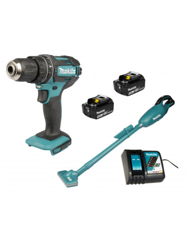 MAKITA ZESTAW WIERTARKA I ODKURZACZ DHP482+DCL181F+DC18RC 2x3,0Ah