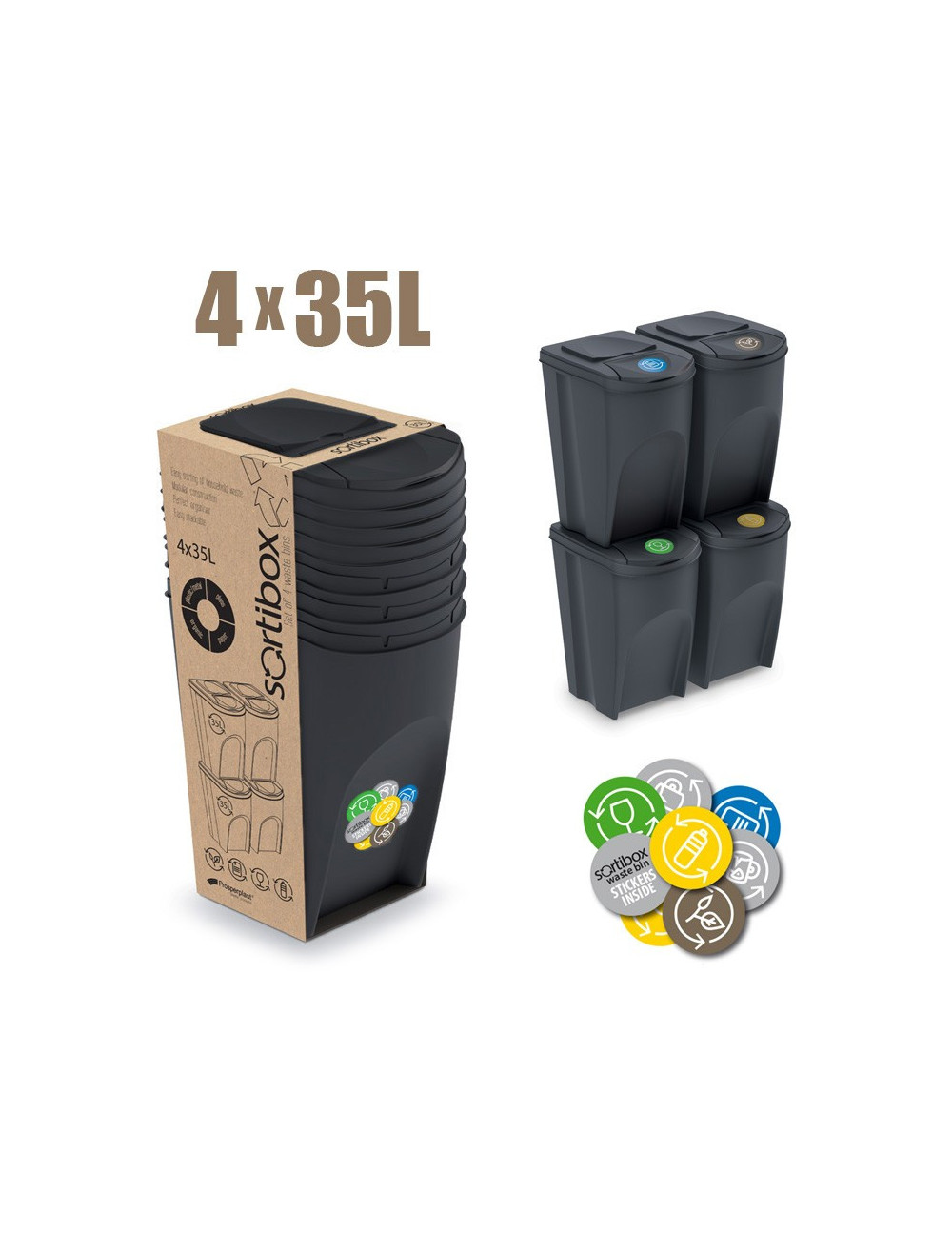 KEDEN KOSZ NA ŚMIECI SORTIBOX - ANTRACYTOWY