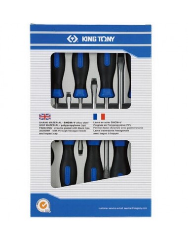 KING TONY KOMPLET WKRĘTAKÓW PŁASKICH 8 elem. 30118MR