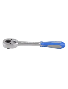 KING TONY GRZECHOTKA Z PRZYCISKIEM 3/8" 32 ZĘBY 200mm CHROM, UCHWYT GUMOWY, BLOKADA