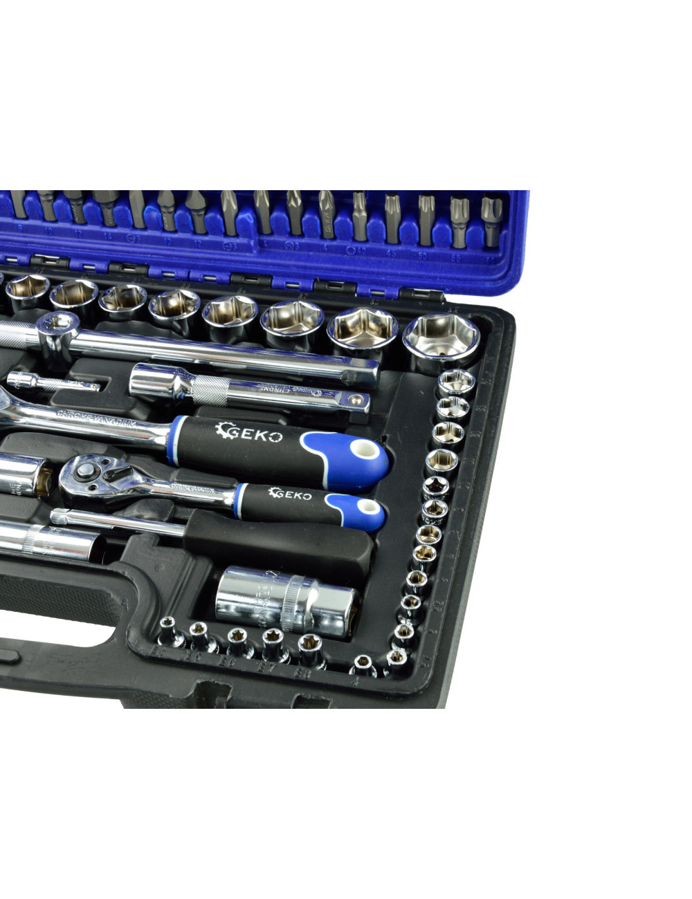 Zestaw kluczy nasadowych i torx 108el.CRV GEKO(