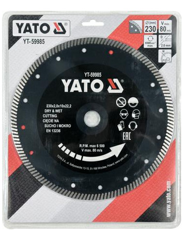 YATO TARCZA DIAMENTOWA TURBO DO GRESU 230 x 22,2mm 59985