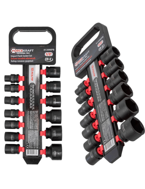 ROCKFORCE NASADKI UDAROWE KRÓTKIE 13szt.1/2" 10-32mm WIESZAK