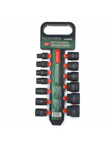 ROCKFORCE NASADKI UDAROWE KRÓTKIE 13szt.1/2" 10-32mm WIESZAK