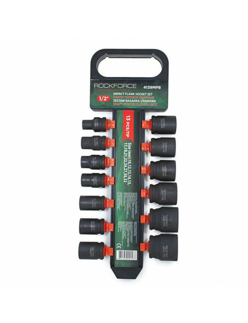 ROCKFORCE NASADKI UDAROWE KRÓTKIE 13szt.1/2" 10-32mm WIESZAK