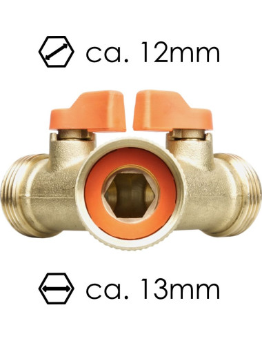TRÓJNIK MOSIĘŻNY GW3/4" x 2 GZ3/4" ZAWORY KULOWE