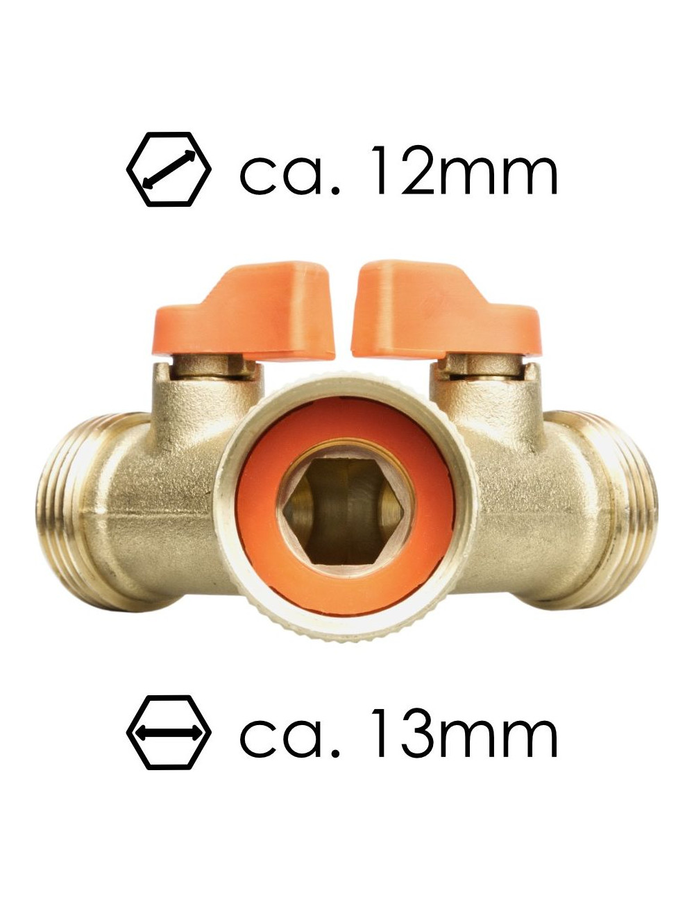 TRÓJNIK MOSIĘŻNY GW3/4" x 2 GZ3/4" ZAWORY KULOWE