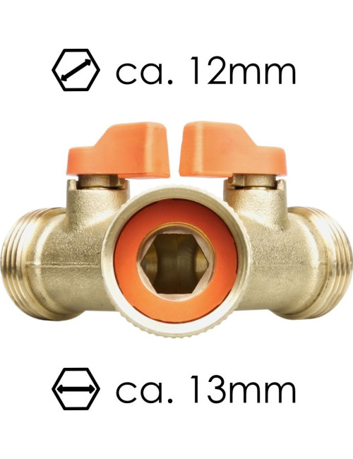 TRÓJNIK MOSIĘŻNY GW3/4" x 2 GZ3/4" ZAWORY KULOWE