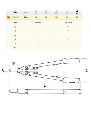 BETA NITOWNICA DŹWIGNIOWA 525mm 1740A