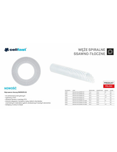 WĄŻ CELLFAST SSAWNO-TŁOCZNY DO POMP 19mm x 25mb ENERGO-FLEX C23-632