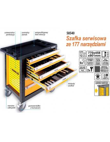 VOREL SZAFKA WARSZTATOWA 6-SZULFAD + 177szt. NARZĘDZI   58540