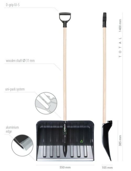 PROSPERPLAST ŁOPATA DO ŚNIEGU ALPINUS ECO LISTWA ALUMINIOWA