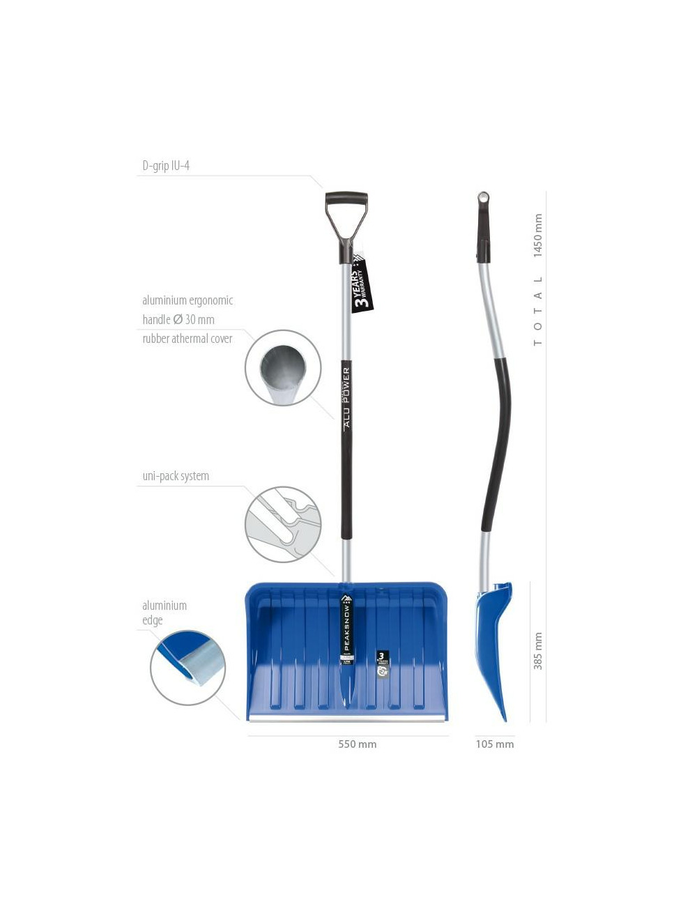 PROSPERPLAST ŁOPATA DO ŚNIEGU ALUTUBE ERGO NIEBIESKA