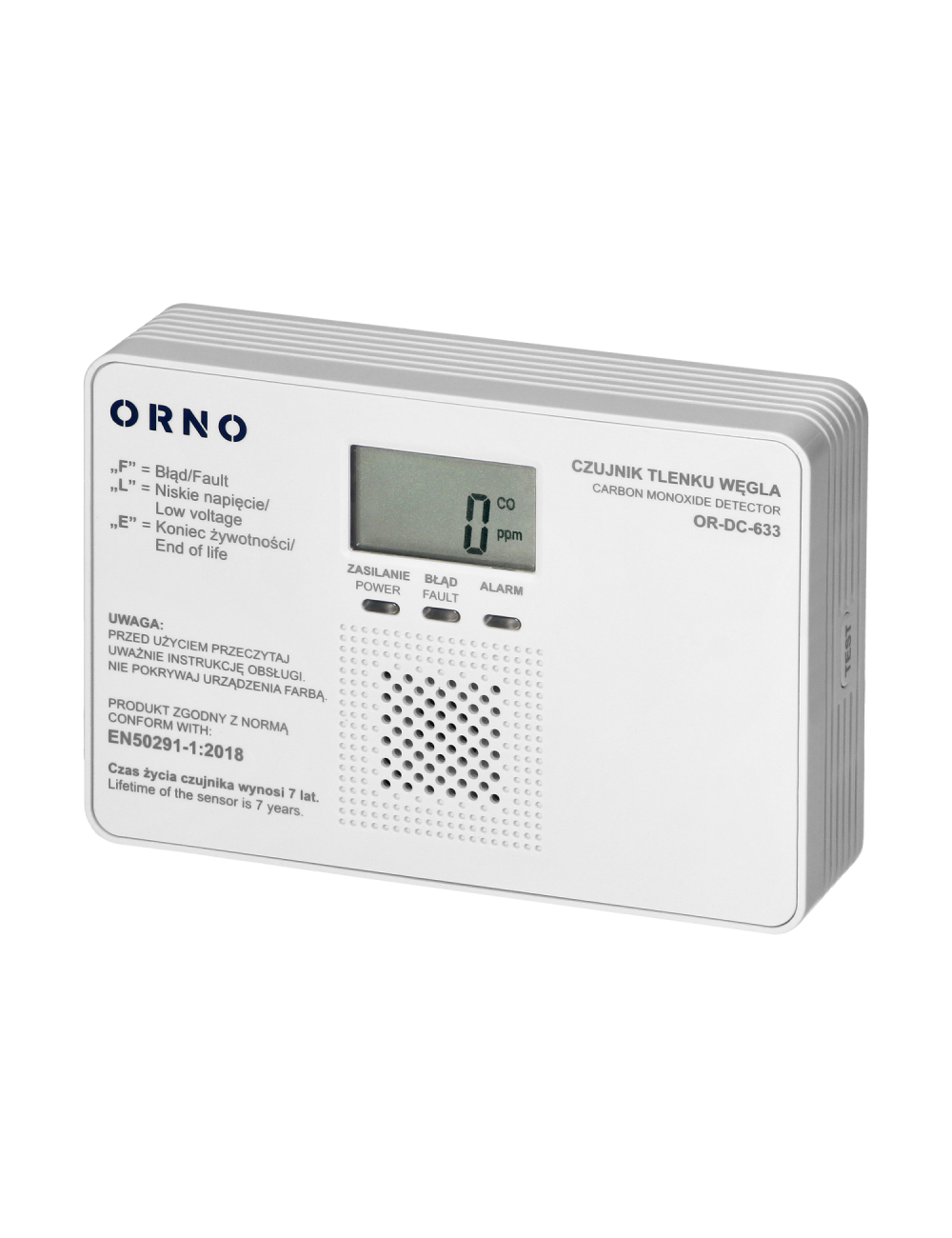 ORNO CZUJNIK TLENKU WĘGLA WYŚWIETLACZ 9V TEST
