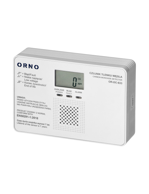 ORNO CZUJNIK TLENKU WĘGLA WYŚWIETLACZ 9V TEST