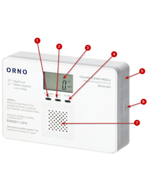 ORNO CZUJNIK TLENKU WĘGLA WYŚWIETLACZ 9V TEST